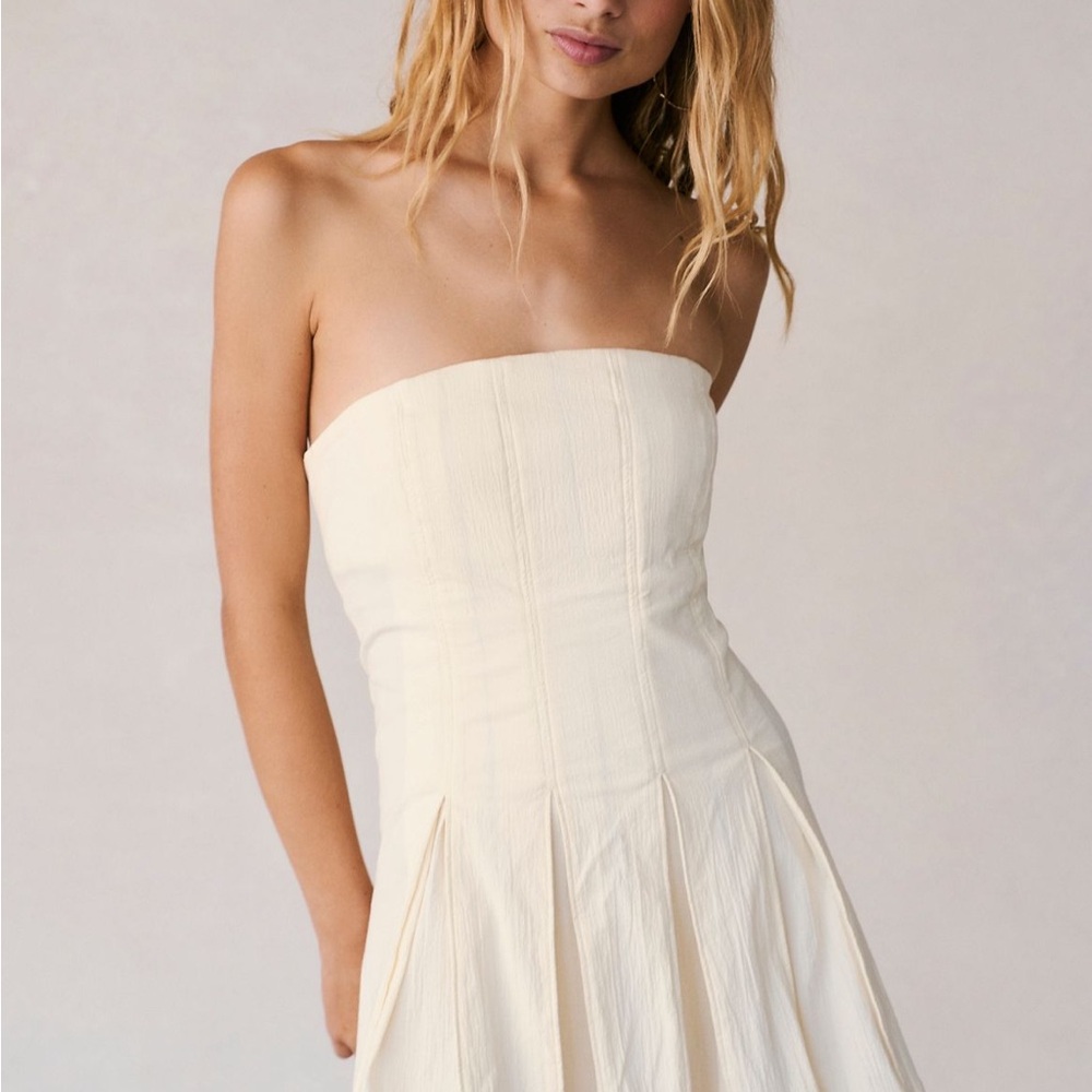 Free People Cream Strapless Mini Sundress